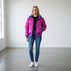 Columbia Vintage Reversible Down Puffer Bomber Ski Snow Board Jacket Women's L